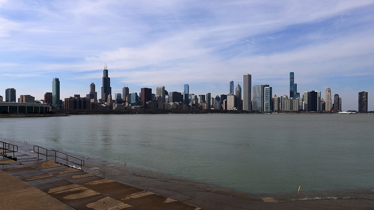 Chicago skyline seen from planetarium