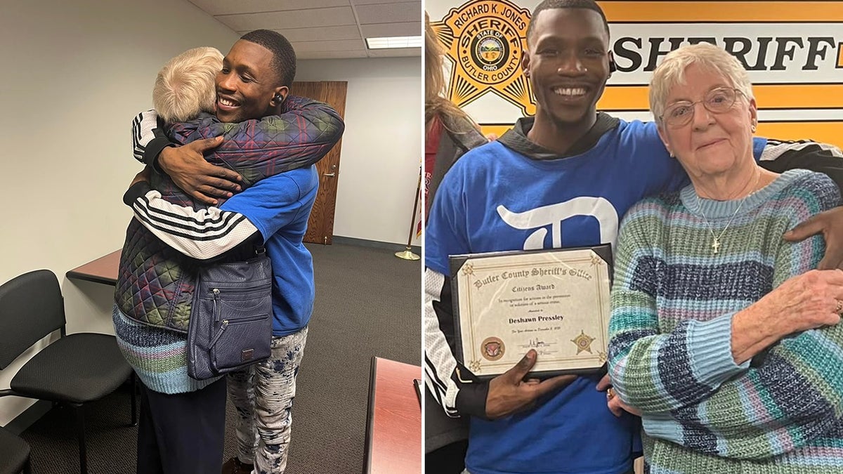 A good Samaritan in Ohio received an award Thursday after he answered an 87-year-old woman’s calls for help at a Kroger grocery store when a man snatched her purse in the checkout line earlier this month.