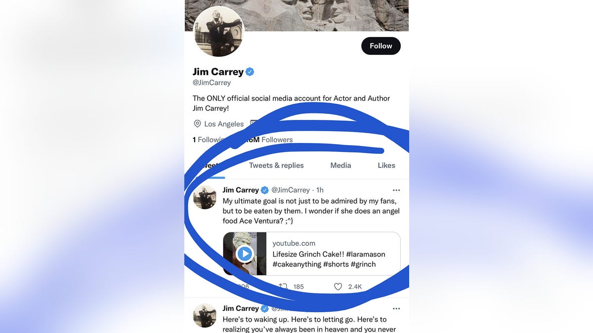 Jim Carrey's comment on Twitter