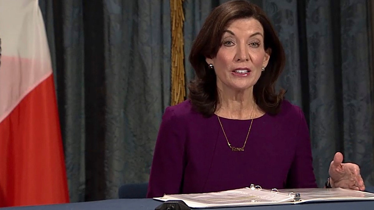 In this image taken from video, New York Gov. Kathy Hochul speaks during a virtual press conference, Thursday, Dec. 2, 2021, in New York. Multiple cases of the omicron coronavirus variant have been detected in New York, health officials said Thursday, including a man who attended an anime convention in Manhattan in late November and tested positive for the variant when he returned home to Minnesota.