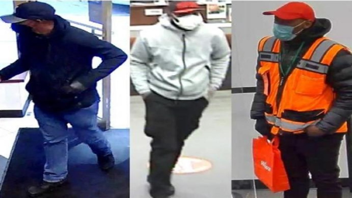Outfits that the suspected serial robber has worn during the heists.