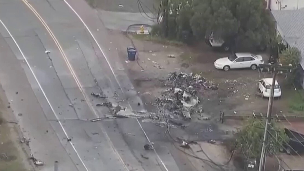 Photo showing where the California plane crashed Monday night. KSWB