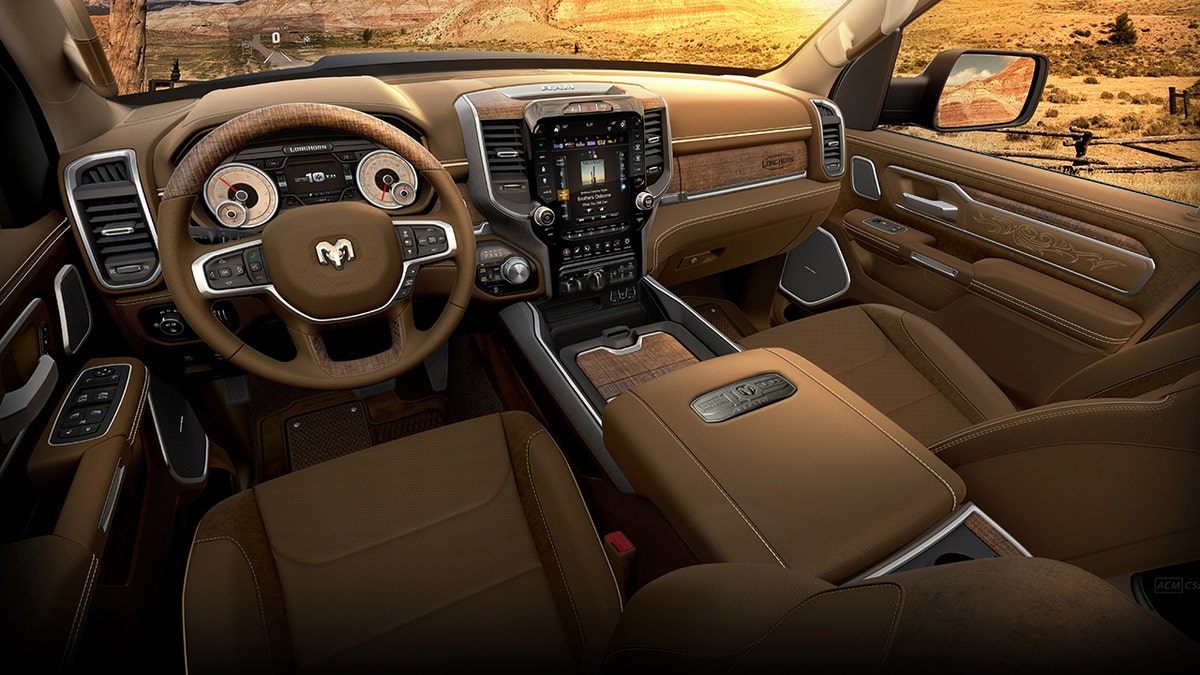 The 2021 Ram 1500 Limited Longhorn 10th Anniversary Edition features a western-themed motif.
