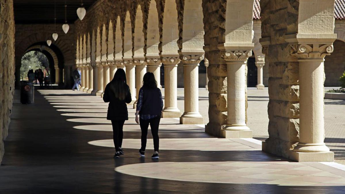 Students walk on the Stanford University