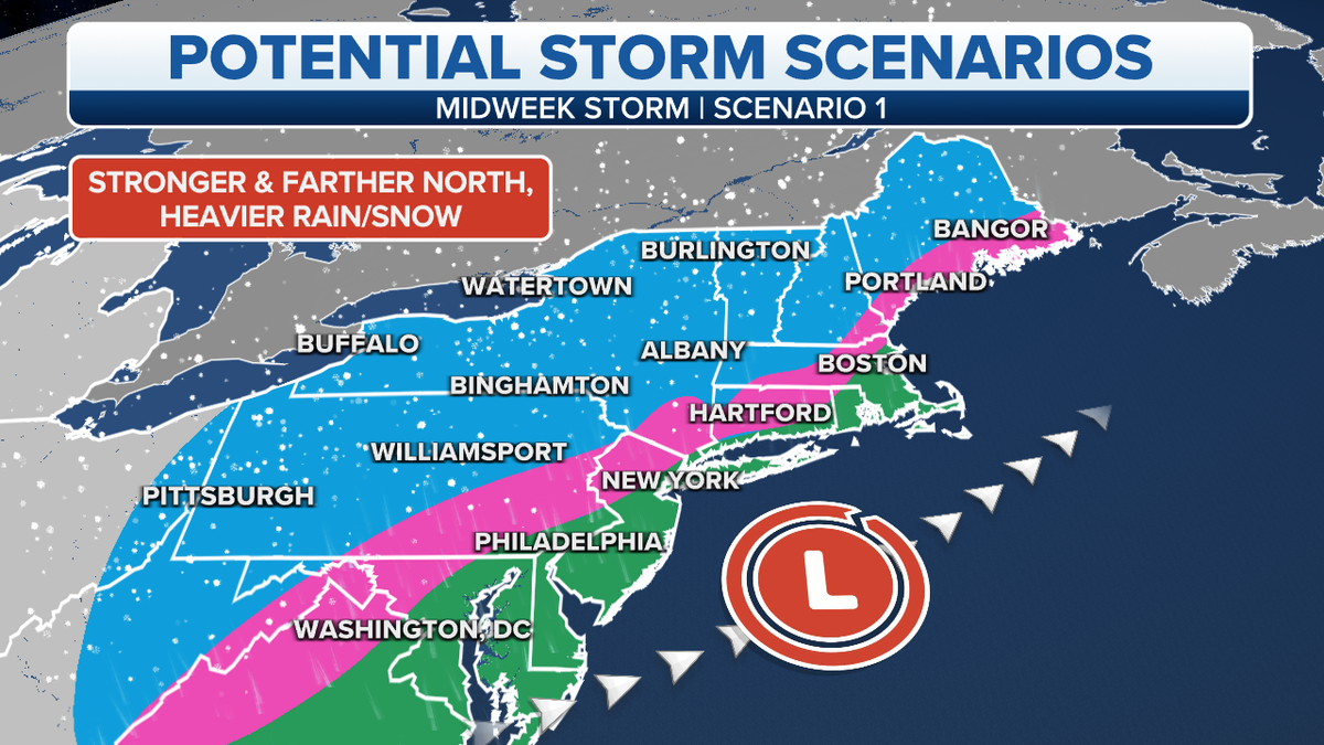 One potential storm scenario the Northeast could face this week.