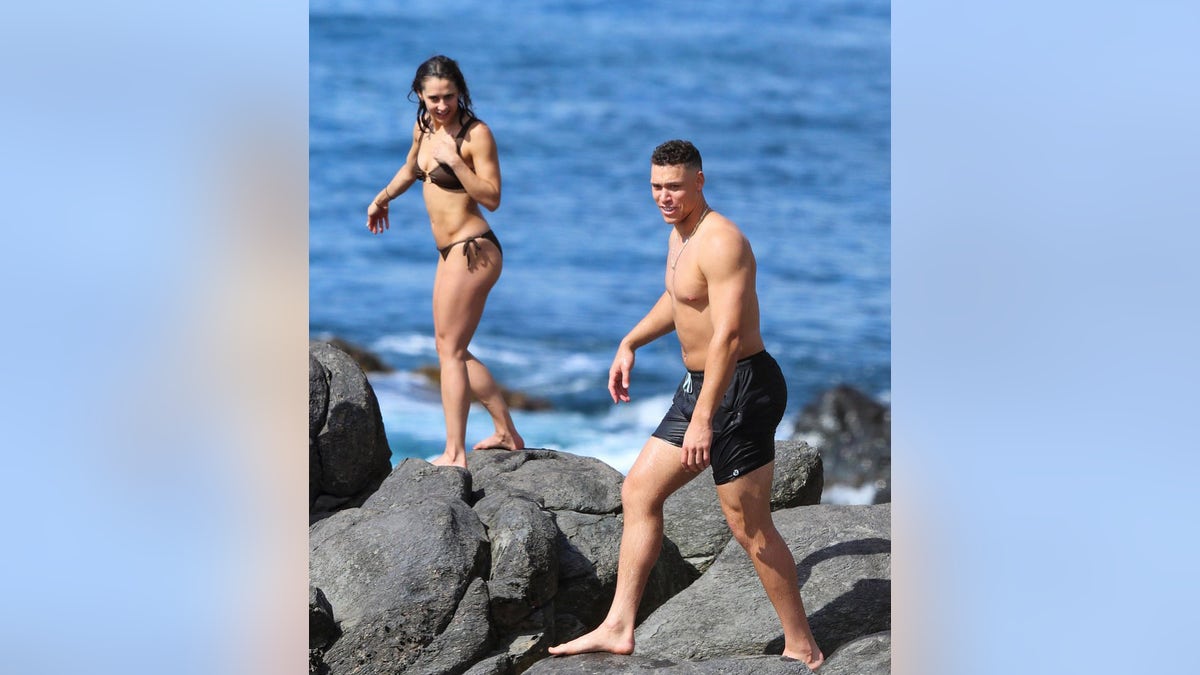 The couple were seen enjoying some beach time with friends before they married in a small private ceremony in Maui on Saturday.