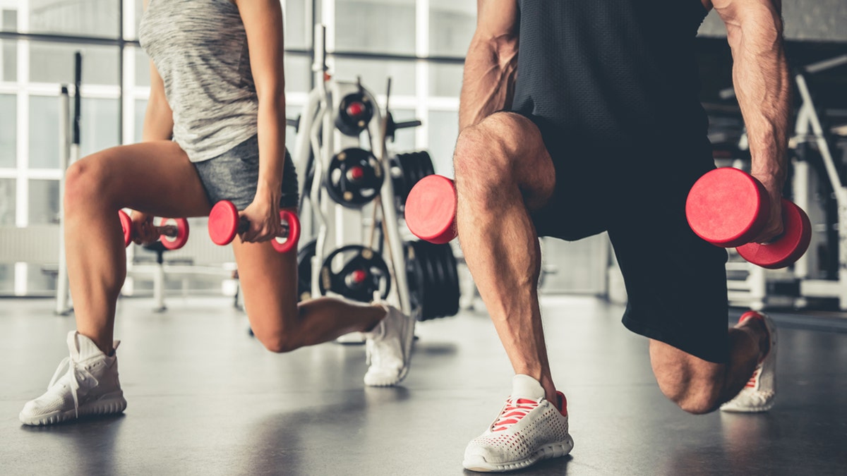 working out with dumbbells