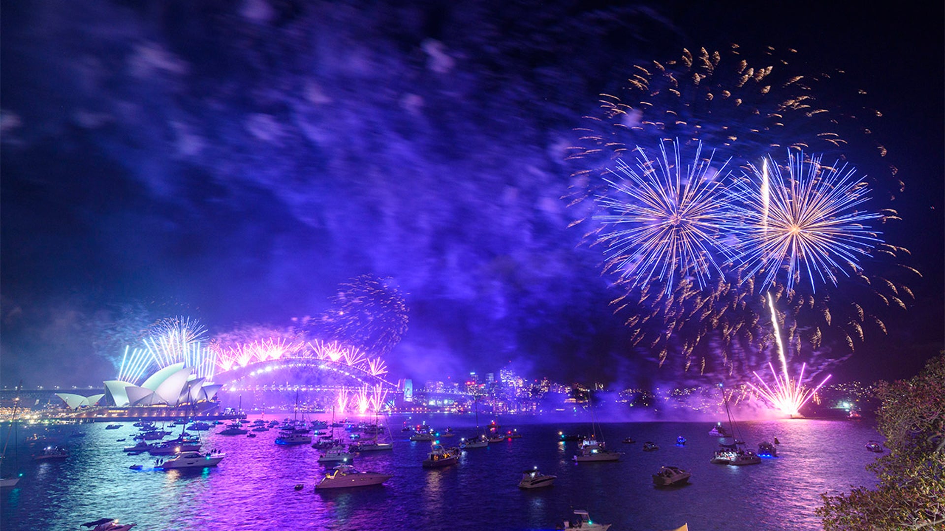Fireworks are seen over Sydney harbour during New Year's Eve celebrations on January 01, 2022 in Sydney, Australia.