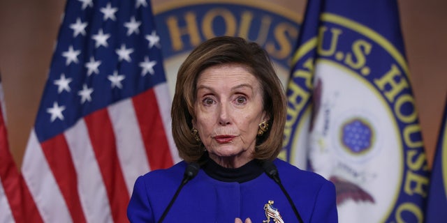 House Speaker Nancy Pelosi (D-CA) holds her weekly news conference in the U.S. Capitol in Washington, U.S., December 2, 2021. REUTERS/Evelyn Hockstein