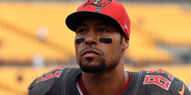 Vincent Jackson looks on from the field after a game against the Pittsburgh Steelers at Heinz Field in Pittsburgh. (Photo by George Gojkovich/Getty Images)
