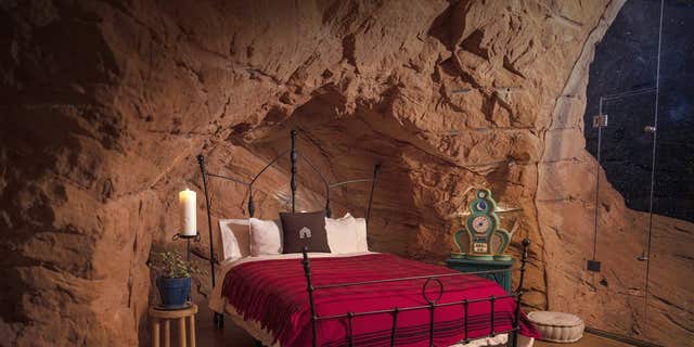 The Grinch cave comes with a kitchen, a music room, two bedrooms and more.