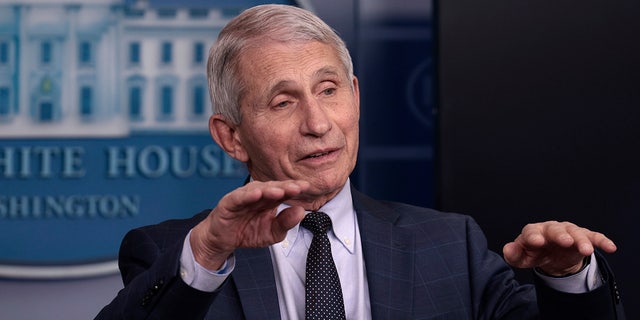 WASHINGTON, DC - DECEMBER 01: Dr. Anthony Fauci, Director of the National Institute of Allergy and Infectious Diseases and the Chief Medical Advisor to the President, gestures as he answers a question from a reporter after giving an update on the Omicron COVID-19 variant during the daily press briefing at the White House on December 01, 2021 in Washington, DC. The first case of the omicron variant in the United States has been confirmed today in California. (Photo by Anna Moneymaker/Getty Images)