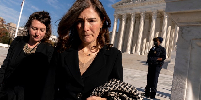 Center for Reproductive Rights Litigation Director Julie Rikelman, center, and Center for Reproductive Rights senior staff attorney Hillary Schneller, left, who both represent the Jackson Women's Health Organization, Mississippi's lone abortion clinic, leave the U.S. Supreme Court, Wednesday.