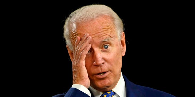 Democratic presidential candidate and former Vice President Joe Biden gestures as he speaks during a campaign event at the William "Hicks" Anderson Community Center in Wilmington, Delaware, on July 28, 2020.