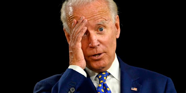 US Democratic presidential candidate and former Vice President Joe Biden gestures as he speaks during a campaign event at the William "Hicks" Anderson Community Center in Wilmington, Delaware on July 28, 2020.