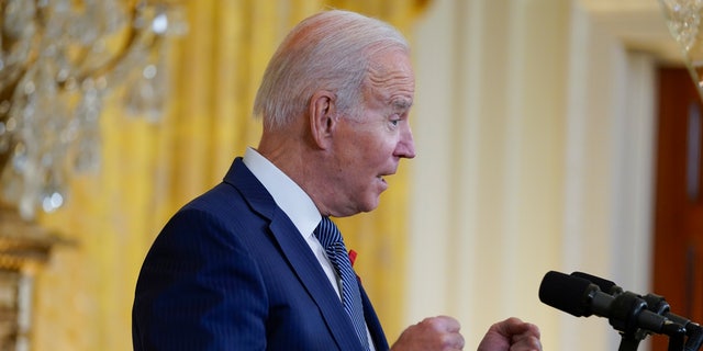 President Joe Biden speaks to commemorate World AIDS Day during an event in the East Room of the White House, Wednesday, Dec. 1, 2021, in Washington. (AP Photo/Evan Vucci)