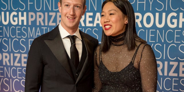 FILE - Facebook CEO Mark Zuckerberg and his wife Priscilla Chan arrive at the 7th annual Breakthrough Prize Ceremony at the NASA Ames Research Center on Sunday, Nov. 4, 2018, in Mountain View, Calif. (Photo by Peter Barreras/Invision/AP, File)