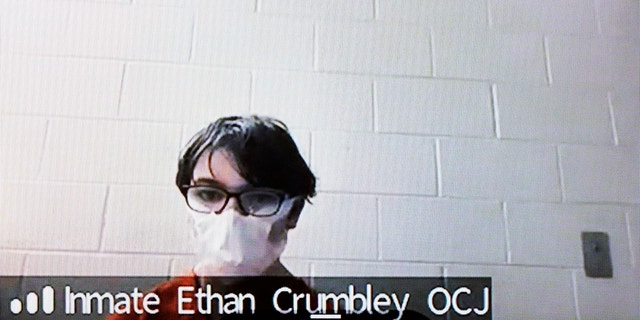Ethan Crumbley during Dec. 12 probable cause hearing (AP Photo/Paul Sancya)