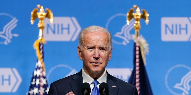 FILE: President Joe Biden speaks about omicron earlier this month during a visit to the National Institutes of Health in Bethesda, Md. (AP Photo/Evan Vucci, File)