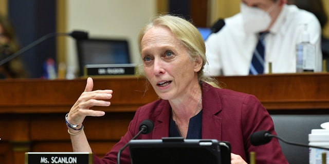 FILE - Rep. Mary Gay Scanlon, D-Pa., speaks during a House Judiciary subcommittee on antitrust on Capitol Hill on Wednesday, July 29, 2020 (Mandel Ngan/Pool via AP, File)
