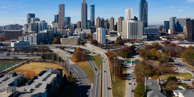 The downtown skyline in Atlanta, Georgia. A motorist was shot and killed while driving another car on Tuesday, authorities said.