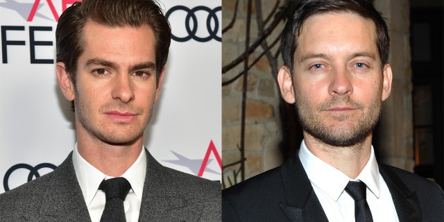 Kardashian shared online that Andrew Garfield (left) and Tobey Maguire (right), who played Spider-Man in previous franchises, reprise their roles in ‘No Way Home.’