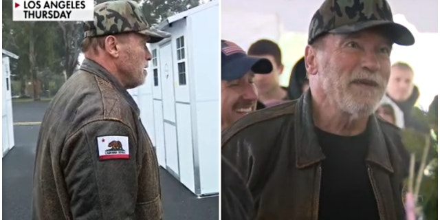 Former California Gov. Arnold Schwarzenegger on Thursday donated 25 tiny homes to homeless veterans in West Los Angeles. (FOX 11 Los Angeles)