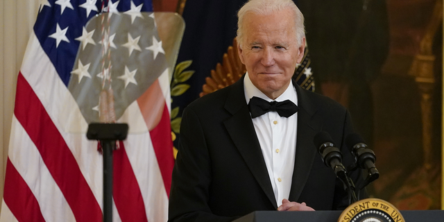 President Biden pauses as he speaks during the Kennedy Center Honorees Reception at the White House in Washington, D.C., on Sunday.