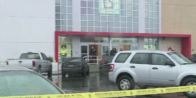 A Burlington Coat Factory in North Hollywood, Los Angeles. A girl, 14, was killed when she was struck by a Los Angeles police bullet that went through a wall in a shooting that killed a suspect, police said. 