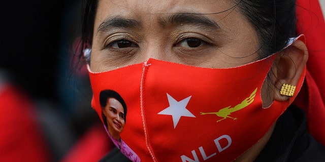 Protesters rally against the military coup and arrest of National League for Democracy party leader Aung San Suu Kyi in Myanmar, at Parliament House on February 12, 2021 in Canberra, Australia. (Photo by Sam Mooy/Getty Images)