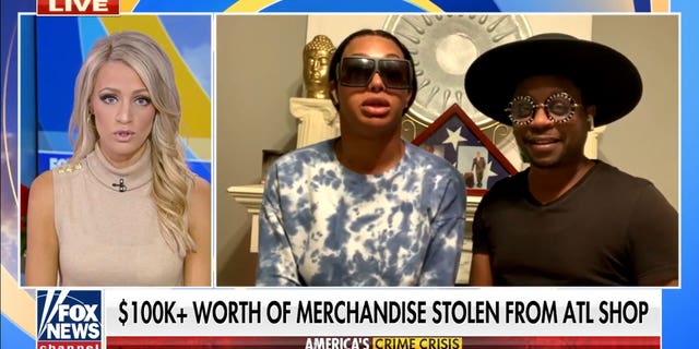 Carley Shimkus, Chanel Hawk and Austin Gary discuss their store being burglarized in Atlanta on Fox &amp; Friends First - December 14, 2021. (Screenshot/Fox News)