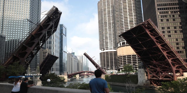 Bridges that lead into Chicago were raised to limit access after widespread looting and vandalism took place, on Aug. 10, 2020 .