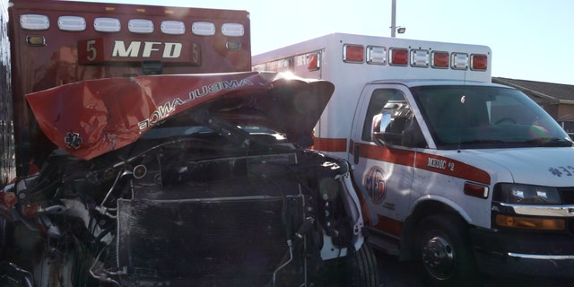 A Mayfield ambulance destroyed by a tornado