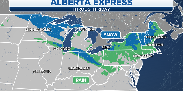 The last in a series of clipper systems is moving across the Northeast