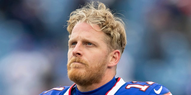 FILE - Buffalo Bills wide receiver Cole Beasley is shown before an NFL football game against the Indianapolis Colts, Sunday, Nov. 21, 2021, in Orchard Park, N.Y.