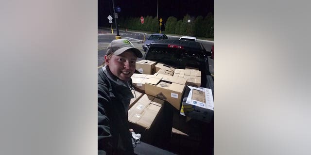 Tyler Slaven collecting toys for children at Nationwide Children’s Hospital in Columbus, Ohio. 