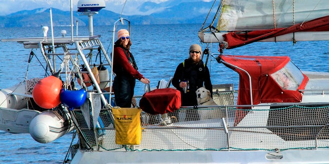 Taryn and Logan Pickard, from Vancouver Island, Canada, decided to quit their jobs and move onto a boat. (SWNS) 