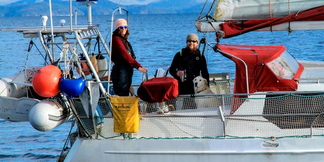 Taryn and Logan Pickard, from Vancouver Island, Canada, decided to quit their jobs and move onto a boat. (SWNS) 