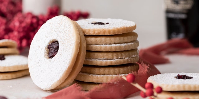 Cranberry and Port Wine Linzer Tart Cookies