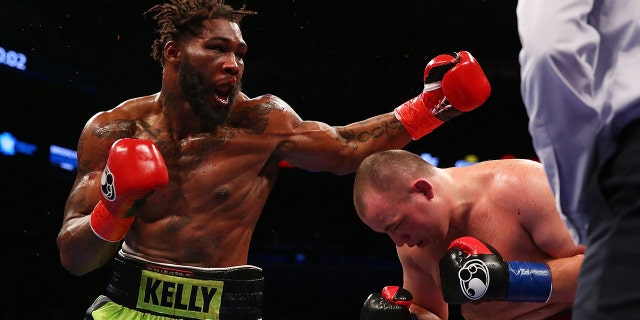 Danny Kelly misses a punch against Adam Kownacki during their Heavyweight bout at Barclays Center Jan. 16, 2016, in Brooklyn.