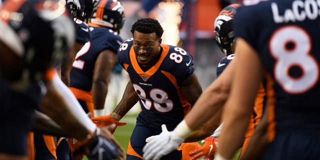 Demaryius Thomas is introduced to the game against the Kansas City Chiefs. The Denver Broncos hosted the Kansas City Chiefs at Broncos Stadium at Mile High in Denver, Colorado on Monday, October 1, 2018.