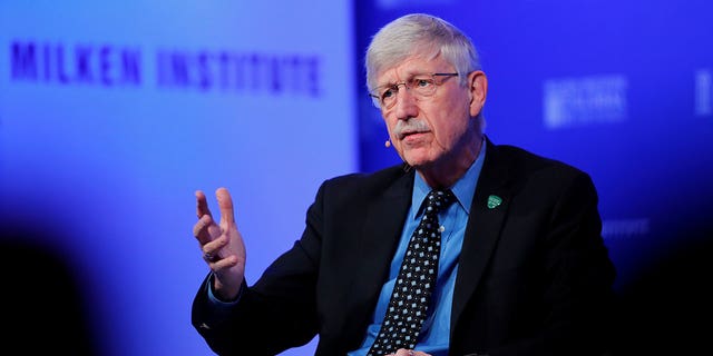 Francis Collins, director of the National Institutes of Health, speaks at the Milken Institute 21st Global Conference in Beverly Hills, Calif., April 30, 2018. 