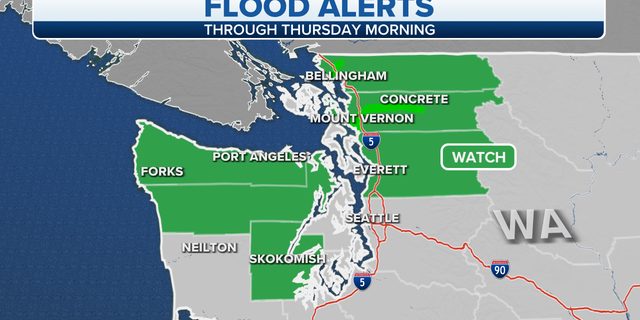 Flood alerts in the Northwest