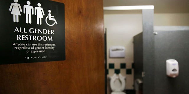 Multiple toilets at SOMArts Cultural Center have all gender restroom access in San Francisco, California, on Friday, Jan. 8, 2015. (Photo By Liz Hafalia/The San Francisco Chronicle via Getty Images)