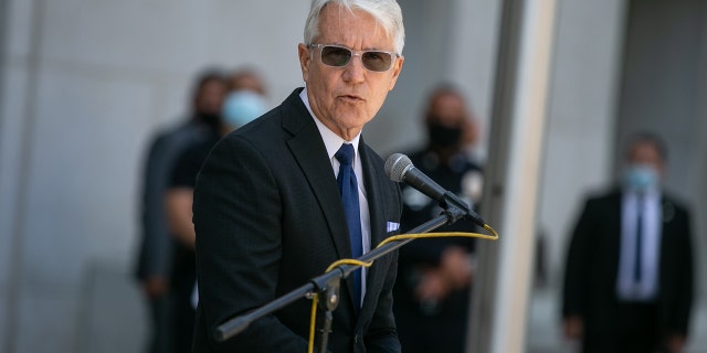 Los Angeles County District Attorney George Gascón discusses community violence reduction efforts in Los Angeles on Wednesday, junio 30, 2021.