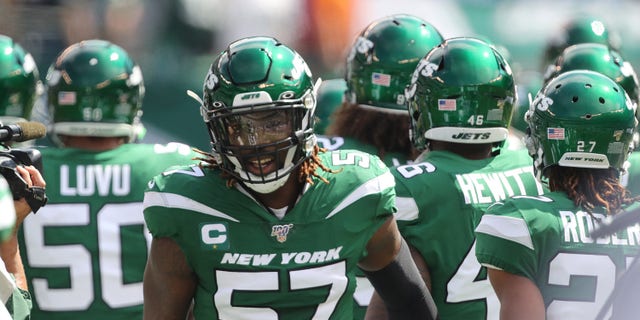 Linebacker C.J. Mosley (57) of the New York Jets in action against the Buffalo Bills at MetLife Stadium on Sept. 8, 2019, a East Rutherford, New Jersey.