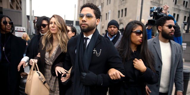 CHICAGO, ILLINOIS - FEBRUARY 24: Actor Jussie Smollett leaves Leighton Criminal Courthouse on February 24, 2020 in Chicago, Illinois. Smollett pleaded not guilty to charges of disorderly conduct in a new criminal case connected to allegations he staged a hate crime on himself.  (Photo by Nuccio DiNuzzo/Getty Images)