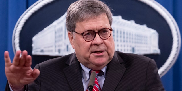 WASHINGTON, DC - DECEMBER 21: US Attorney General Bill Barr holds a news conference to provide an update on the investigation of the terrorist bombing of Pan Am flight 103 on the 32nd anniversary of the attack, at the Department of Justice December 21, 2020, in Washington, DC. Barr announced criminal charges against one of the alleged Libyan bombmakers. The bombing occurred on December 21, 1988, killing all 259 people on board and eleven on the ground in Lockerbie, Scotland.