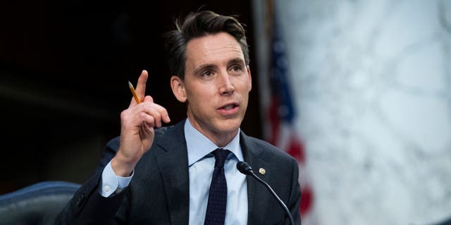 Hawley, R-Mo., who sits on the Senate Armed Services Committee, sent a letter to the Pentagon's Acting Inspector General Sean O'Donnell Thursday requesting information regarding a report into how the military has handled religious exemptions to the vaccine mandate. (Photo by Tom Williams-Pool/Getty Images)
