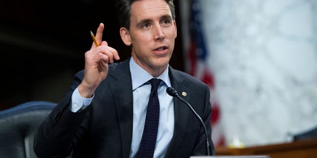 Hawley, R-Mo., who sits on the Senate Armed Services Committee, sent a letter to the Pentagon's Acting Inspector General Sean O'Donnell Thursday requesting information regarding a report into how the military has handled religious exemptions to the vaccine mandate. (Photo by Tom Williams-Pool/Getty Images)